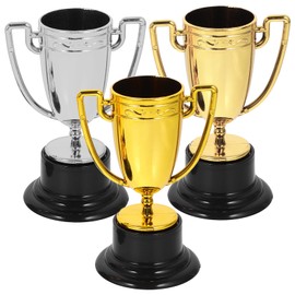 jojofuny 3pcs Plastic Trophies Gold Silver Bronze Award Trophy Cups for Party Favor Props Rewards Winning Prizes Competitions for Kids and Adults