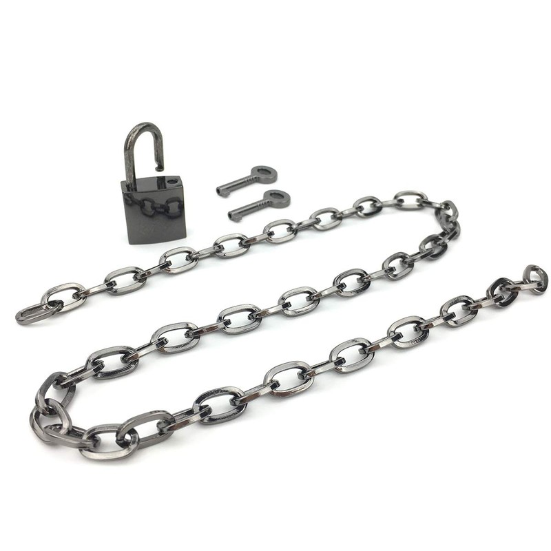 Succuba Padlock Necklace Chain Collar Choker with Two Keys and