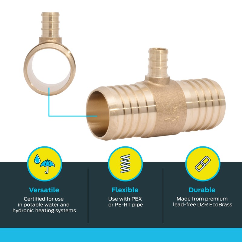 SharkBite 1-1/2 x 1-1/2 x 1/2 Inch Brass Crimp Reducing