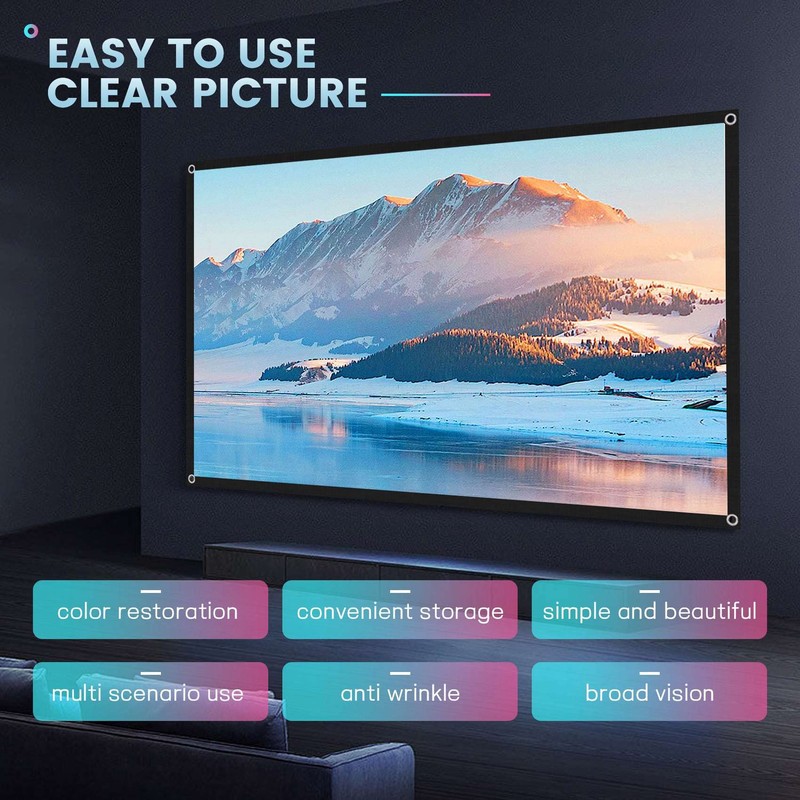 Xsdjasd Home Theater Portable Projector Screen Outdoor HD White Foldable