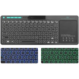 (Dual Mode) Rii RT518S Wireless and Bluetooth 2-LED Color Backlit Multimedia Keyboard with Multi-Touch Big Size Trackpad,Rechargable Keyboard for Android TV Box,PC,Tablets,Smart TV, HTPC, IPTV,Windows