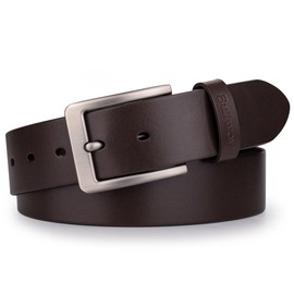 Buffway Leather Belt for Men - Durable Full Grain Men's Belt 1.5", Versatile for Daily Use, with Gift Box- 40” Coffee