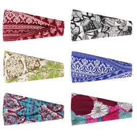 DRESHOW 6 Pack Yoga Sports Headbands for Women Elastic Non-Slip Headbands Running Workout Hair Bands