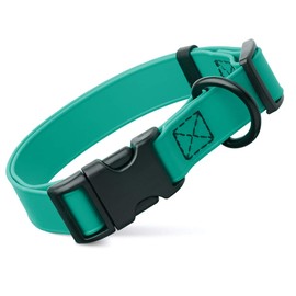 Dogline Biothane Waterproof Dog Collar with Quick Release Buckle Strong Coated Nylon Webbing with Odor- Proof for Easy Care Easy to Clean Fits Small Medium or Large Dogs - Teal 1" Width 15-23" L