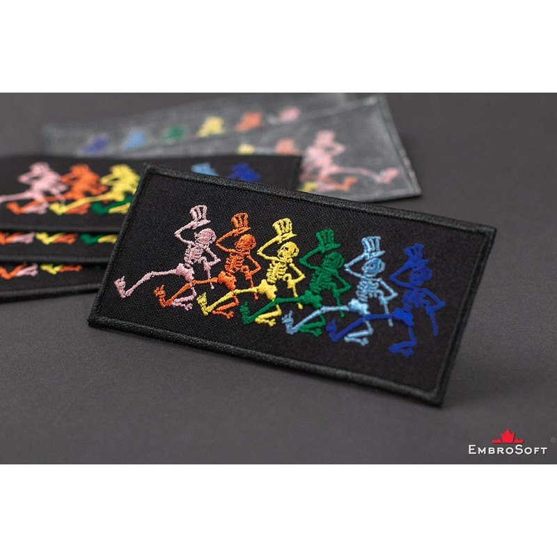 Grateful Jumbo Dancing Skeletons Embroidered Patch Iron On (4.4" x