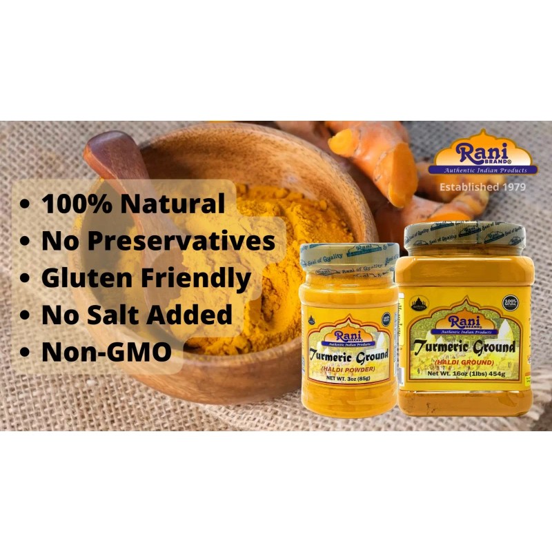 Rani Turmeric (Haldi) Root Powder Spice, (High Curcumin Content) 7oz