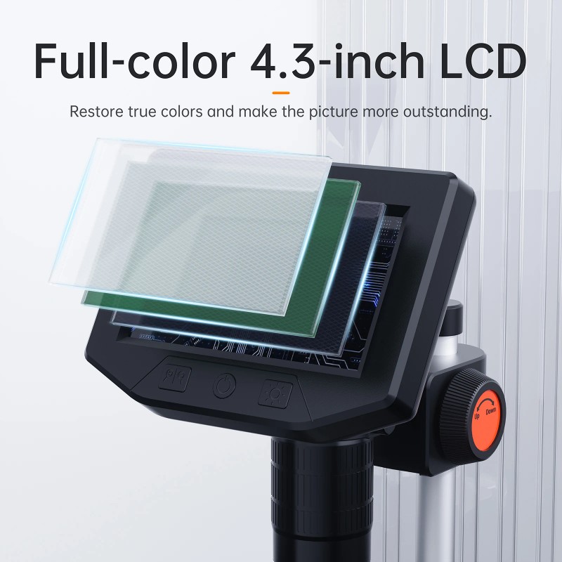 Toolzia 4.3in HD Digital Microscope with 8 LED Lights, 1000X