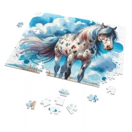 Appaloosa Horse Jigsaw Puzzle, Watercolor Design with Tin, Gift for Puzzle