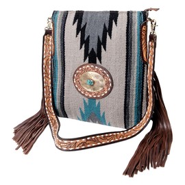 American Darling Messenger Hand Tooled Saddle Blanket Genuine Leather Western Women Bag Handbag Purse | Cute