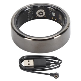 Smart Ring Health Tracker BT 5.0 Remote Photography Sleep Monitoring IP68 Waterproof Magnetic Charging Smart Health Ring for Men Women Size 10 Black