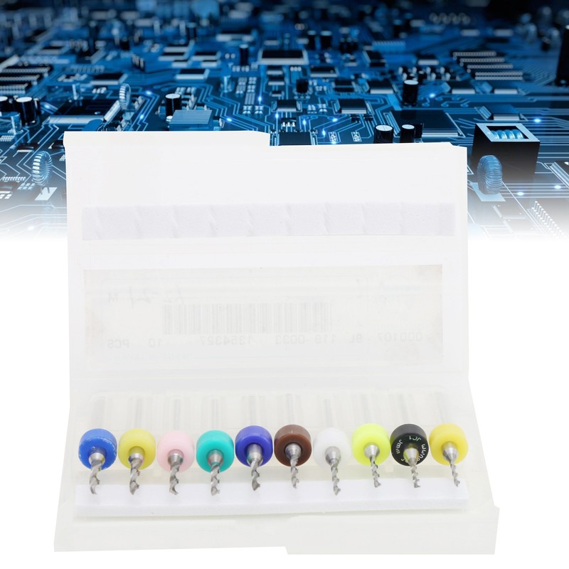 10Pcs Micro Drill Bit Set Cemented Carbide 1.2-2.1mm Printed Circuit