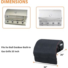 Grisun 32 Inch Built-in Grill Cover for Bull 45005 Built in Gas Grill, Grill Cover for Outdoor Grill, Bull Outdoor Kitchen & Grill Head Cover, Heavy Duty Waterproof BBQ Grill Cover with Handle