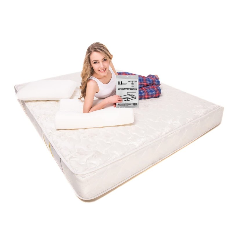 uBoxes Queen Mattress Clear Plastic Poly Covers, 61 x 15