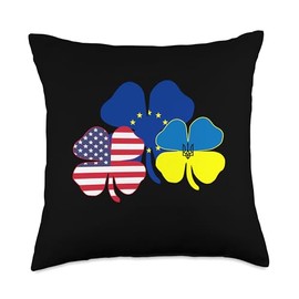 Ukraine America Shamrock Eu Europe Peace Ukraine Flag Throw Pillow