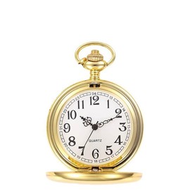 Cerioll Vintage Pocket Watch, Retro Quartz with Chain, Antique Chain Watch with Arabic Numerals, Classic Men's Pocket Watch, Gold, gold, Vintage