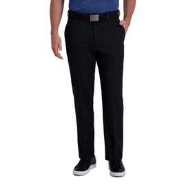 Haggar Men's Cool Right Performance Flex Solid Classic Fit Flat Front Pant-Reg. and Big & Tall Sizes, Black, 36W x 29L