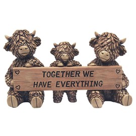 L & P Home & Gifts Hughie Highland Cows Together, Brown, Love