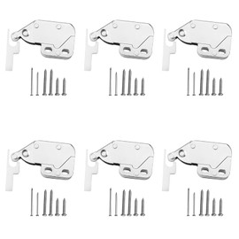 6 Pcs Mini Latch, Touch Release Catch Latch, Metal Automatic Spring Catch, Push to Open, for Cabinet, Doors with Screws, Window, Cupboard, Wardrobe, Safety Lock