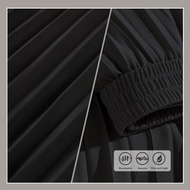 Velinsak Skirts for Women Long Length High Waisted Pleated Midi Skirt A Line Maxi Skirt Black L