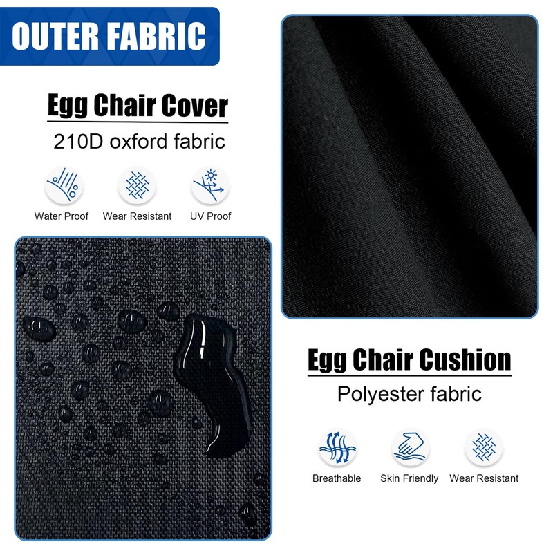 Egg Chair Cushion, Hanging Basket Chair Cushions with Pillow, Soft