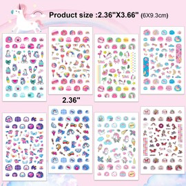 HOWAF 560+Designs Unicorn 3D Nail Art Stickers Decals, Multicolor Cartoon Unicorn Nail Sticker Self-adhesive Nail Toe Manicure Tip Decorations