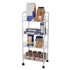 Home Basics FB41258 4 Tier Kitchen Trolley, White, 15.30" x 10.00" x 34.00"