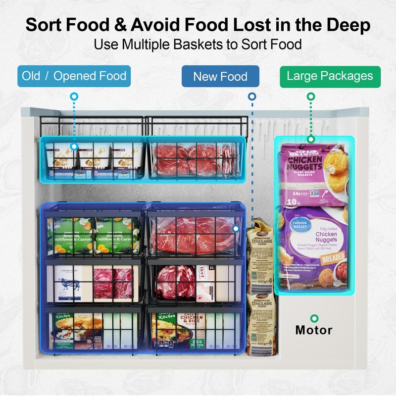iSPECLE Deep Freezer Organizer Bins - 3 Pack Large Freezer