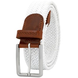 LINDENMANN Men's Stretch Belt Textile Braided Belt for Golf White, White