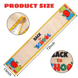 YKYUASD Back to School Table Runner Ruler Table Cloth First Day of School Classroom Table Runner Decoration for School Students Party Dining Room Decor (13" x 72", Apple)