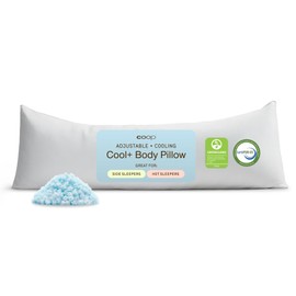 Coop Home Goods Cool+ Adjustable Cooling Body Pillow, 18x52, Cooling Gel Memory Foam & Microfiber, Side Sleeper & Pregnancy Pillow with Cool-to-The-Touch Washable Cover, Breathable Full Body Support
