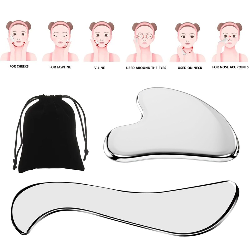 Landrain Gua Sha Stein Edelstahl, Gua Sha Schaber Faszien Tool