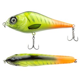 FISHN JERKYONE Jerkbait - Weight: 73g - Length: 15cm, Wobbler, Artificial lures with Mustad hooks, Fishing lures for fishing for predatory fish such as pike, perch, trout (Lemon)