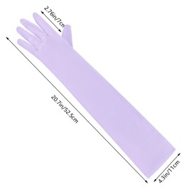 Wobe Long Opera Party 20s Satin Gloves Stretchy Adult Size Elbow Length Wedding (Light Purple)