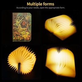 QXMGCBOK 3D Elk Embossed Deer Book Lamp,USB Rechargeable 3 Color Kids Night Light,LED Book Lights Multicolor Gifts for Baby Boys Girls Children Toddlers,Room Decoration (8.46 inch Book Light)