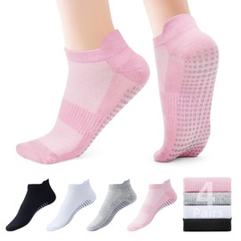 Dersoud Pilates Socks Grip for Women Non-Slip Grippy Yoga Socks Ankle for Barre, Ballet, Barefoot Training & Hospital Use