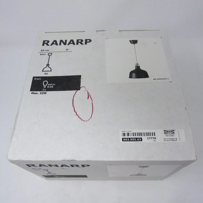 IKEA New IKEA RANARP 9" 23cm Black Metal Hanging Pendant
