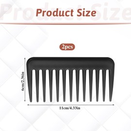 Wide Tooth Comb, 2 PCS Mini Purse Travel Comb Detangling Shower Combs for Women Wide Tooth Comb for Curls Portable Small Hair Comb Styling Comb for for Men Women Wet Dry Long Hair (Black and Brown)