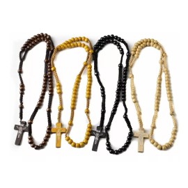 JyJb 12 Rosarios De Madera Recuerdo Comunion Bautizo Boda Mayoreo