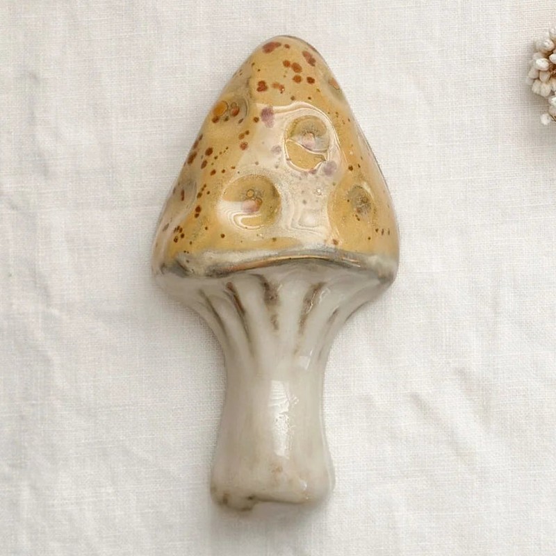 Kim Wallace Ceramic Wall Hanging - Mushroom Medium, Vintage Red