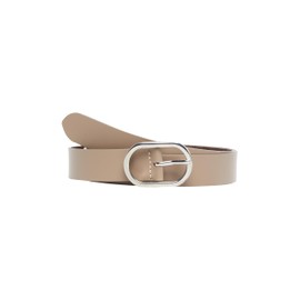 s.Oliver High Quality Leather Belt with Oval Clasp and Logo Detail, caramel