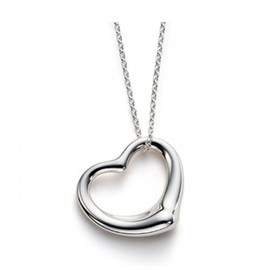 Designer Inspirations Boutique Classic Floating Heart Pendant Necklace (Large) on Silver Tone Curb Chain for Women/Ladies/Teenagers/Girls - Sterling Silver Plated