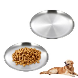 2 Stück Katzenteller,Katzen Napf Flach,Plates Edelstahl Multifunktional,Camping Teller,Pizzablech zum Backen im Ofen,Backblech Rund,Cat Bowl,Futternapf Katze,Leicht Reinigen & Spülmaschinengeeignet