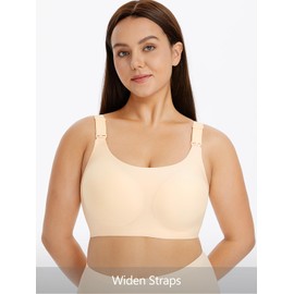 Angelhood Nursing Bras for Breastfeeding, Jelly Strip Support Comfort Maternity Bra, Full-Coverage Seamless Wireless Bra, Beige, X-Large