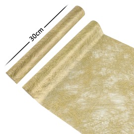 WELTRXE Metallic Gold Decorative Non-Woven Fabric Table Runner Elegant Table Decoration Sash for Party Celebration Wedding (Gold, 30cm x 25m)