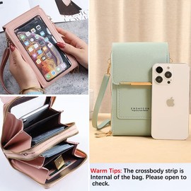 Anti-Theft Leather Bag,Small Crossbody Cell Phone Purse Wallet for Women,Touchscreen Phone Purse Crossbody with Shoulder Strap,RFID Blocking Messenger Shoulder Handbag with Credit Card Slots