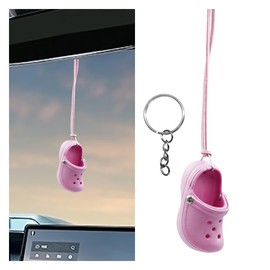 Cute Shoes Hanging Car Air Freshener Pendant, Swinging Car Rear View Mirror Charm, Auto Aromatherapy Diffuser, Mini Shoes Decoration Pendant for Cars Trucks SUVs (Pink)