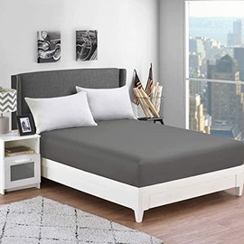 SeventhStitch Extra Deep 16'' / 40cm Fitted Sheet 100% Egyptian Cotton 200 Thread Count Luxury Hotel Quality Soft Sateen Bed Sheets Double King Super King Size (Charcoal, King) (FTD-44)