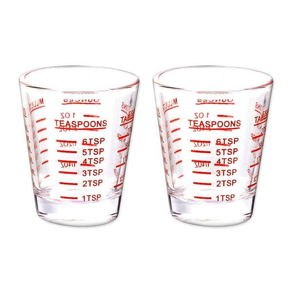 DS. DISTINCTIVE STYLE Shot Glasses Measuring Cup 2 Pieces Liquid Heavy Glass 30 Milliliter Scaled Measuring Glass for Liquid