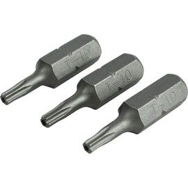 Security S2 Grade Steel Screwdriver Bits T10S x 25mm (Pack 3)