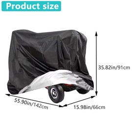 Heavy Duty Mobility Scooter Covers with Storage Bag,190d Oxford Waterproof Anti-Uv Wheelchair Storage Cover Anti Dust Mobility Scooter Cover for Most Motorbike Cover (142 * 66 * 91 Cm)